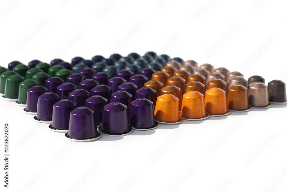 Fototapeta premium Coffee capsules on a white background isolated