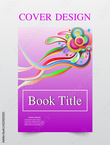 book cover design rainbow line template. Vector illustration