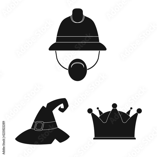 Vector design of headgear and cap icon. Collection of headgear and accessory stock vector illustration.