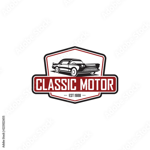 illustration classic car logo template vector