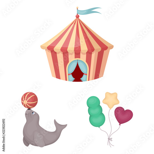 Circus and attributes cartoon icons in set collection for design. Circus Art vector symbol stock web illustration.