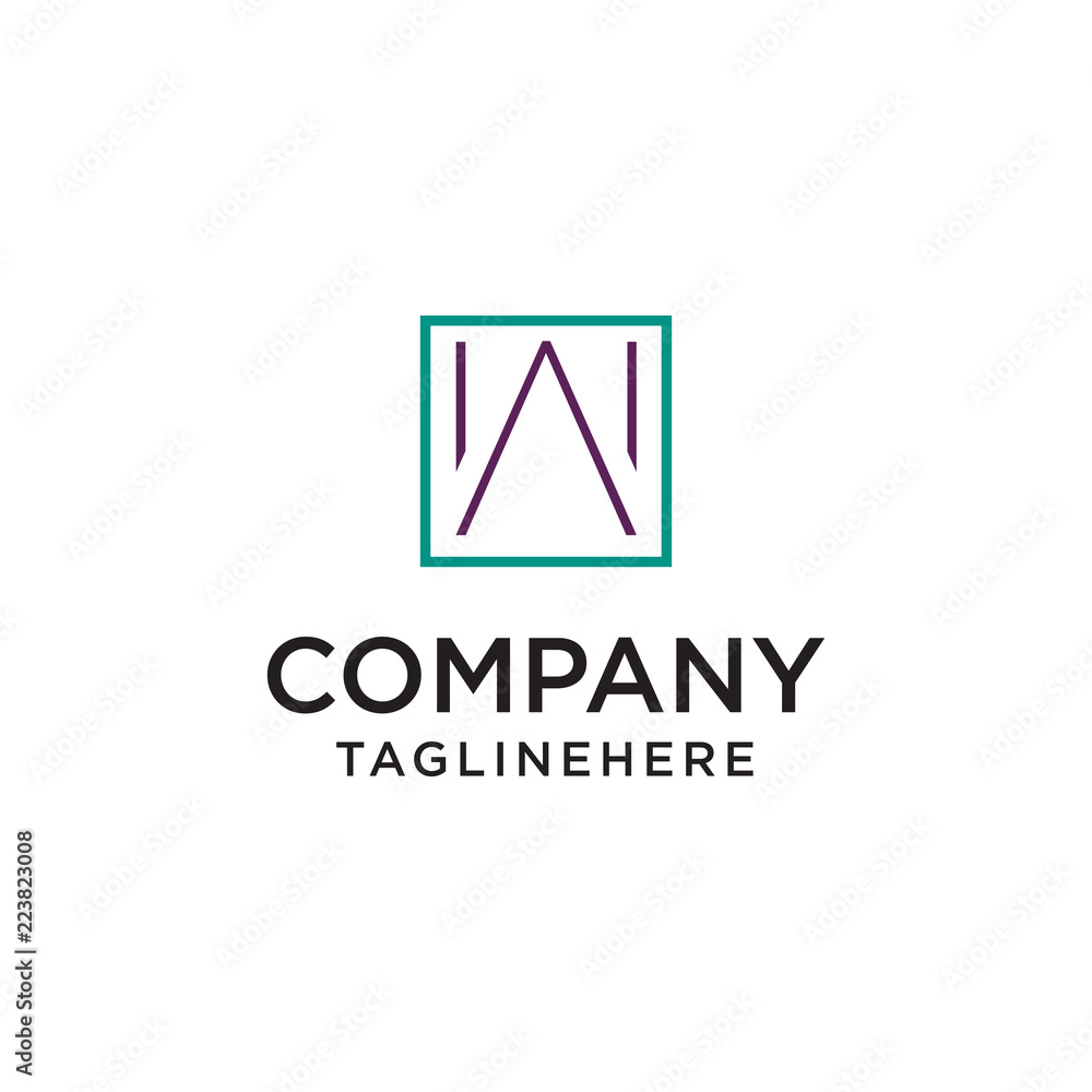 Minimalist W Logo Inside Square Shape Vector Minimalist W Logo Inside Square Shape Vector