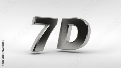 Metal 7D logo isolated on white background with reflection effect. 3d rendering. photo