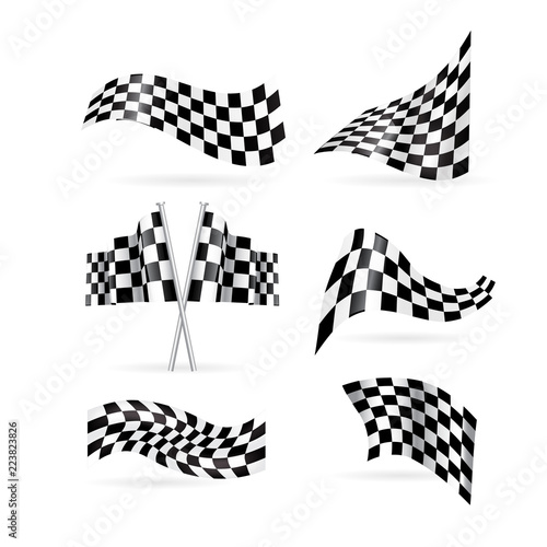 checkered flag vector set