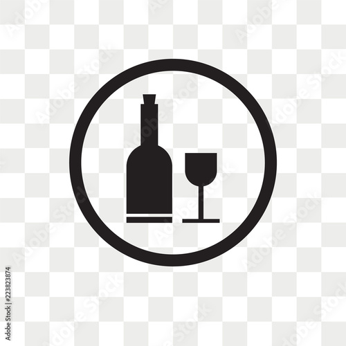 Wine Bottle and Glass vector icon isolated on transparent background, Wine Bottle and Glass logo design