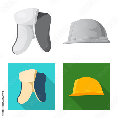Vector illustration of headgear and cap icon. Set of headgear and accessory stock vector illustration.