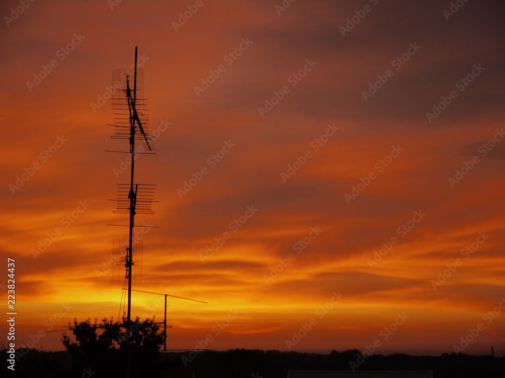 Sunset and old antenna