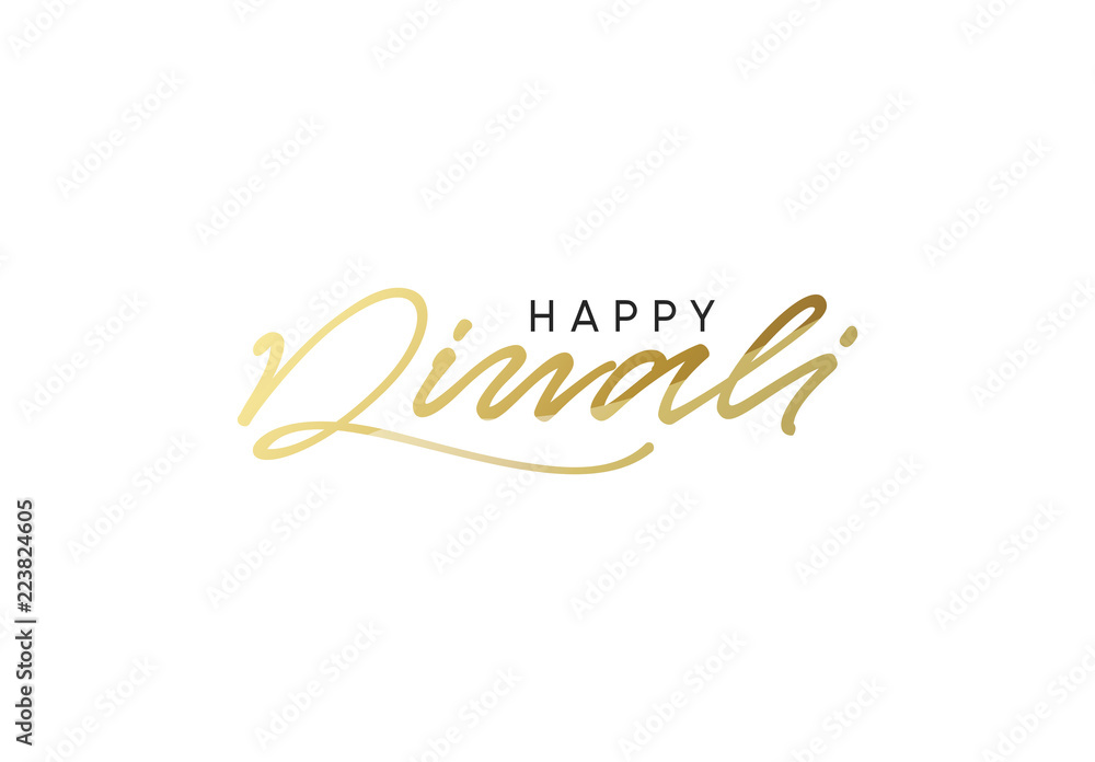 Happy Diwali. Handwritten lettering text isolated white background