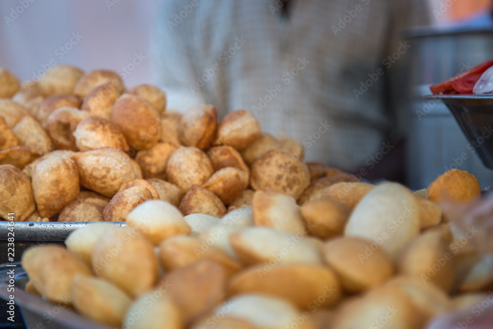 Closeview of Pani Puri, Golgappe, Chat item, India. Indian panipuri Closeview of Pani Puri, Golgappe, Chat item, India. Indian panipuri