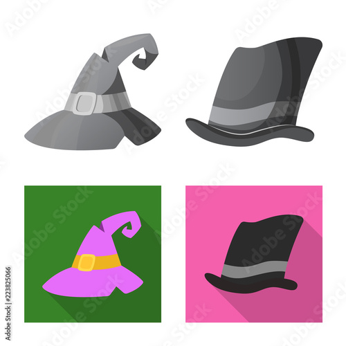 Isolated object of headgear and cap symbol. Collection of headgear and accessory stock symbol for web.