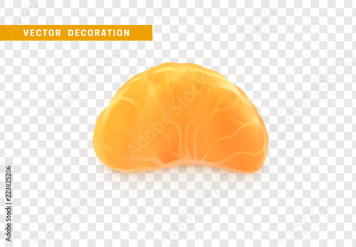 Orange mandarin. Tangerine lobule isolated realistic on transparent background.