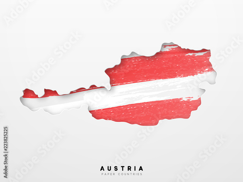 Flag of Austria. Processed with realistic watercolor ink. Isolated on white background