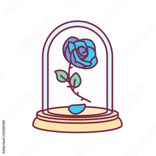 vector blue rose, glass flask photo