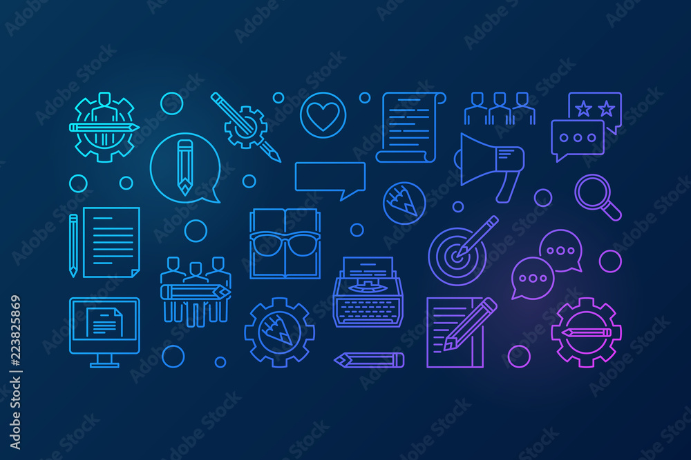 Creative writing vector outline creative horizontal banner Creative writing vector outline creative horizontal banner