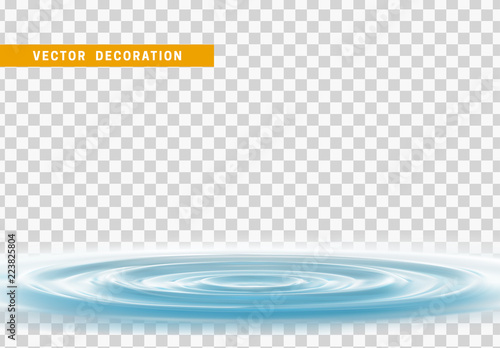 Realistic water ripples and round weave with curle. Vector Isolated with transparent background