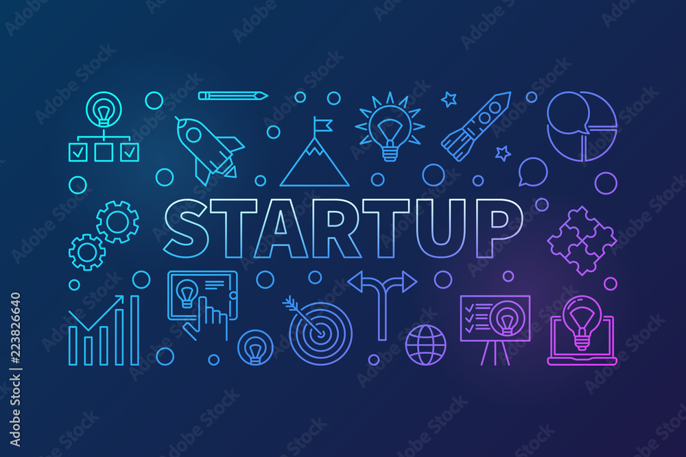 Startup horizontal colored illustration. Vector start-up banner