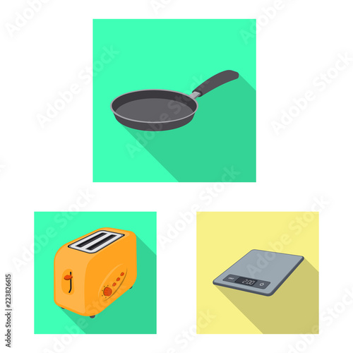 Isolated object of kitchen and cook sign. Set of kitchen and appliance stock vector illustration.