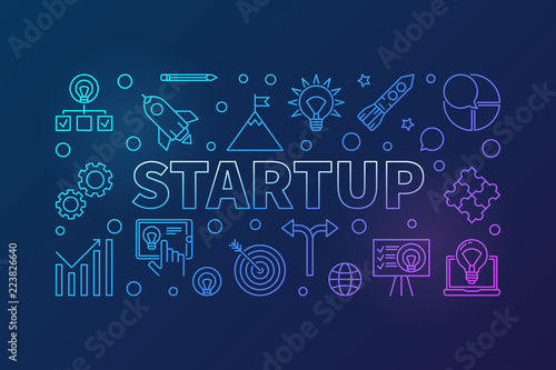 Startup horizontal colored illustration. Vector start-up banner