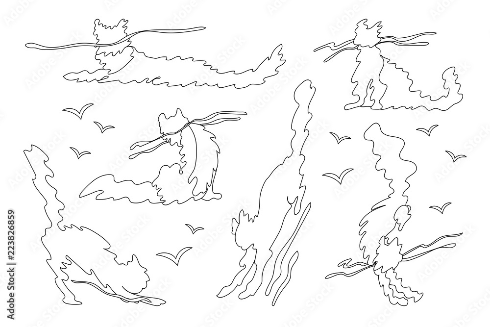 vector animal shaped cloud set vector animal shaped cloud set