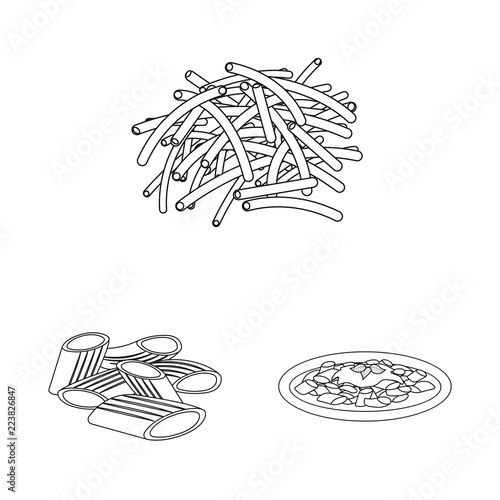 Isolated object of pasta and carbohydrate logo. Collection of pasta and macaroni stock vector illustration.