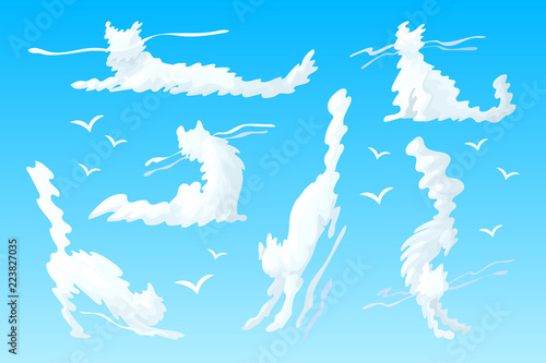 vector animal shaped cloud set