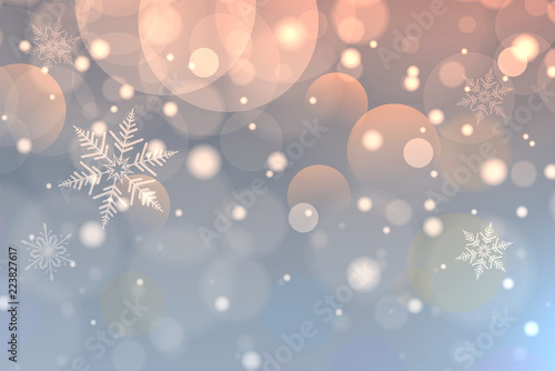 Fototapeta Boże Narodzenie tło z płatkami śniegu, zimowe niebieskie tło śniegu