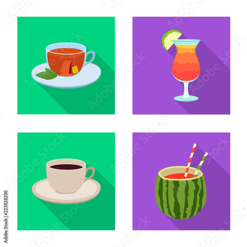 Isolated object of drink and bar logo. Set of drink and party stock symbol for web.