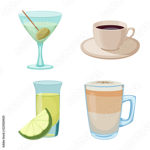 Isolated object of drink and bar logo. Set of drink and party stock vector illustration.