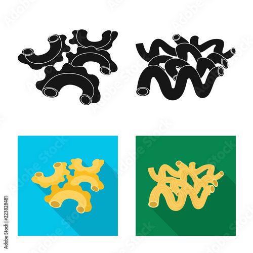 Vector design of pasta and carbohydrate symbol. Collection of pasta and macaroni stock symbol for web.