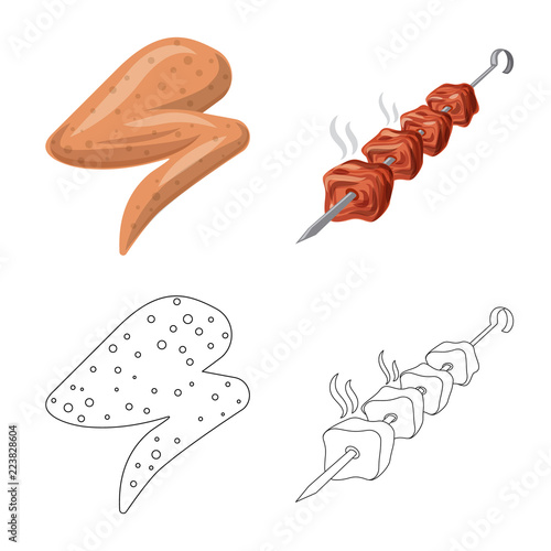 Vector illustration of meat and ham icon. Set of meat and cooking stock vector illustration.
