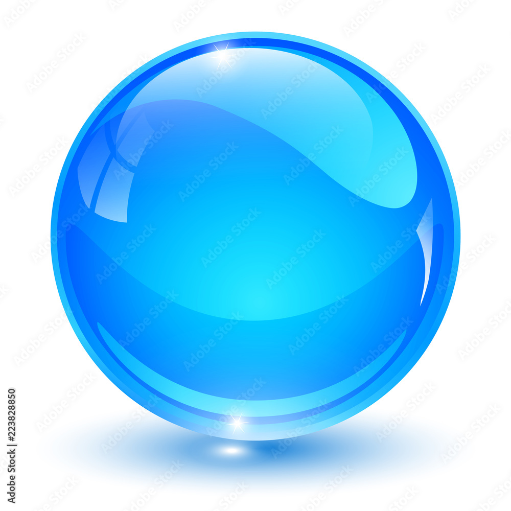 Glass sphere, blue 3D vector ball.
Glass sphere, blue 3D vector ball.