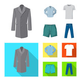 Isolated object of man and clothing symbol. Set of man and wear vector icon for stock.