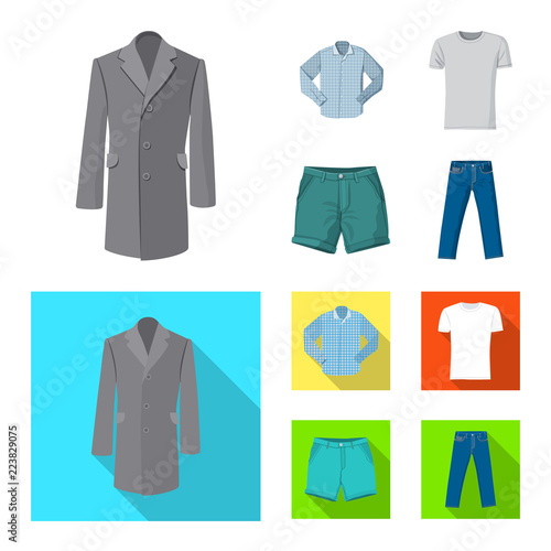 Isolated object of man and clothing symbol. Set of man and wear vector icon for stock.
