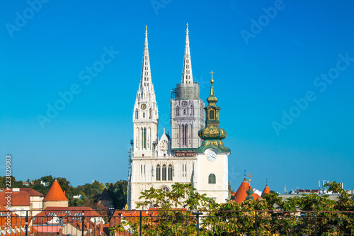  Cathedral in Zagreb, Croatia, view from Upper town 