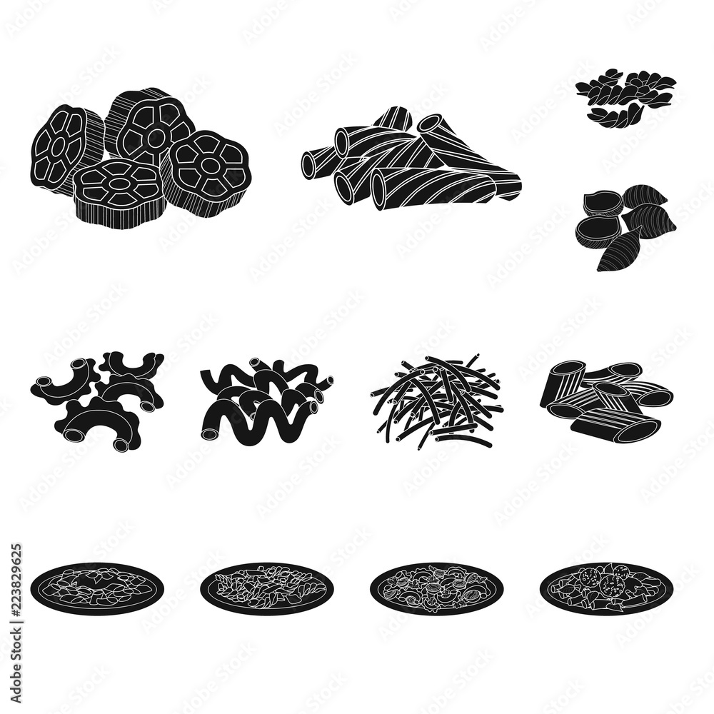 Vector illustration of pasta and carbohydrate symbol. Set of pasta and macaroni vector icon for stock. Vector illustration of pasta and carbohydrate symbol. Set of pasta and macaroni vector icon for stock.