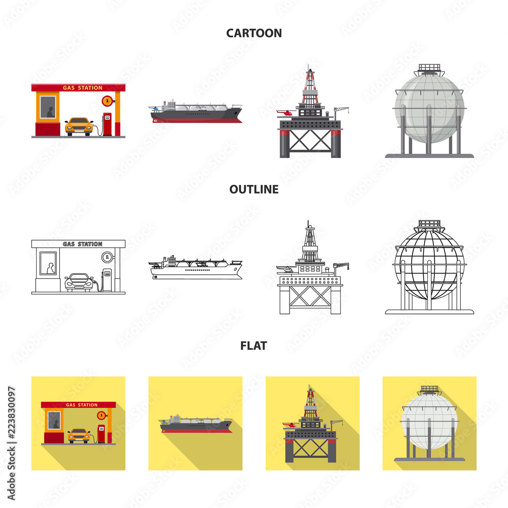 Vector design of oil and gas icon. Collection of oil and petrol stock symbol for web.