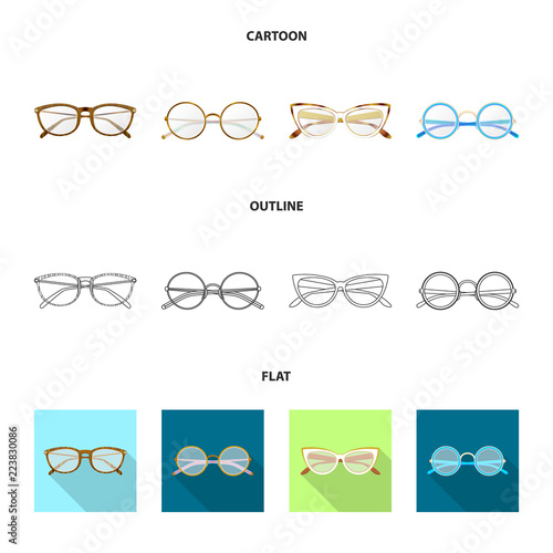 Isolated object of glasses and frame icon. Set of glasses and accessory stock symbol for web.