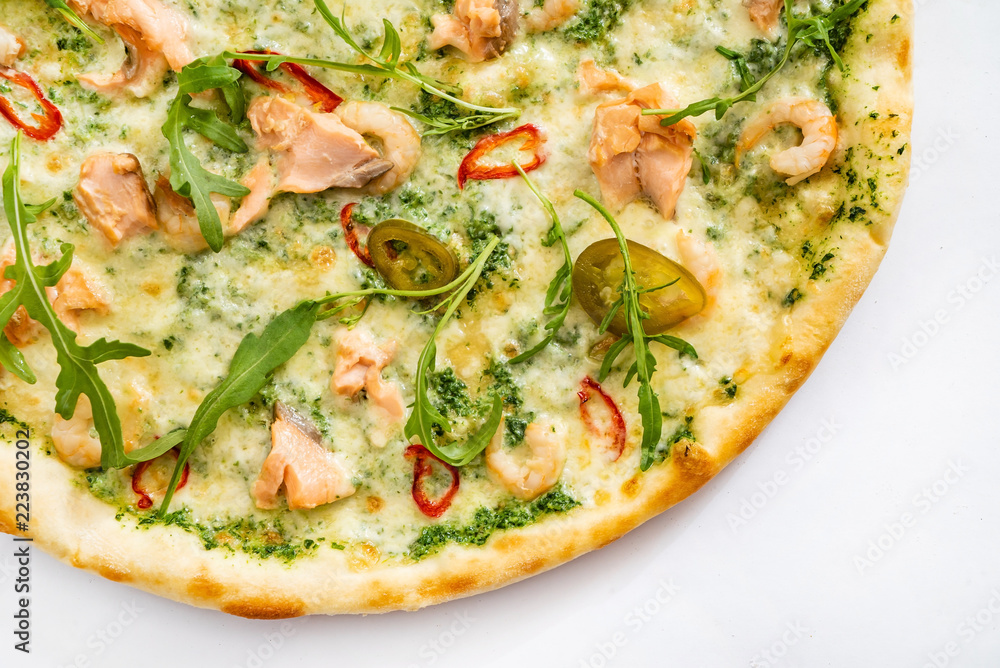 seafood pizza with shrimps