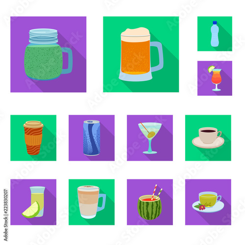 Vector design of drink and bar sign. Set of drink and party vector icon for stock.