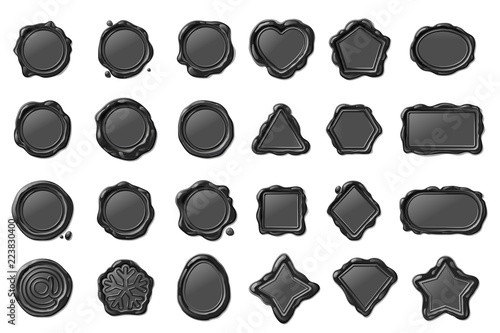 vector red wax seal stamps set