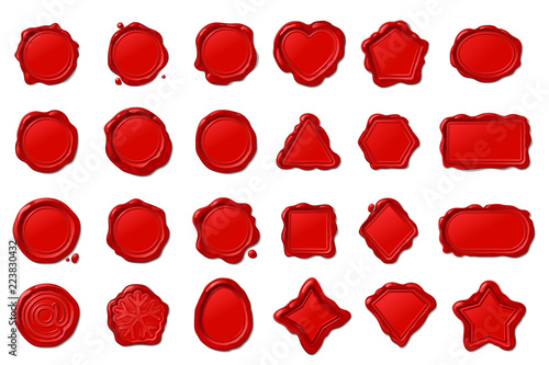 vector red wax seal stamps set