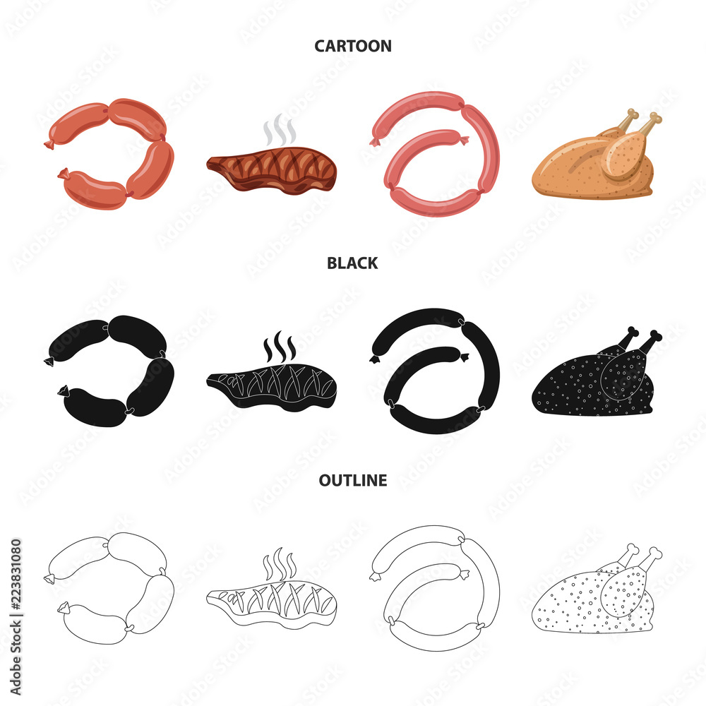Vector design of meat and ham logo. Collection of meat and cooking stock vector illustration.