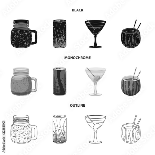 Vector design of drink and bar icon. Collection of drink and party vector icon for stock.