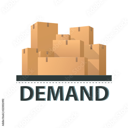 Demand illustration. Box of product supply business concept. 