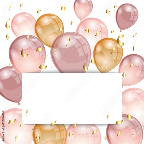 background with balloons and confetti