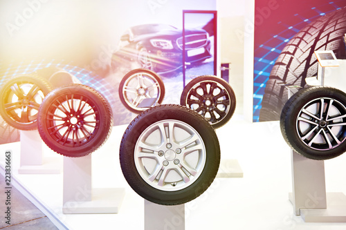 Wheels of cars in store