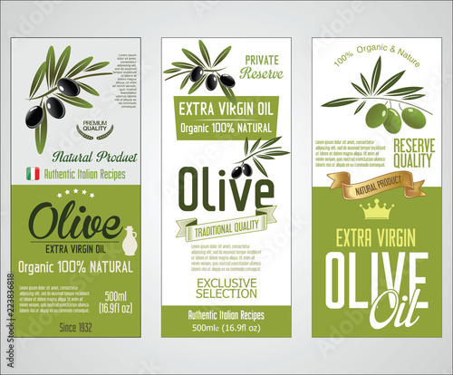 Vector collection of olive oil labels 