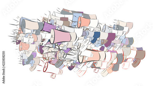 Loud speaker illustrations background abstract, hand drawn. Sketch, vector, backdrop & decoration.