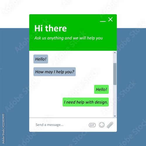 Simple and modern live chat window for a websites.