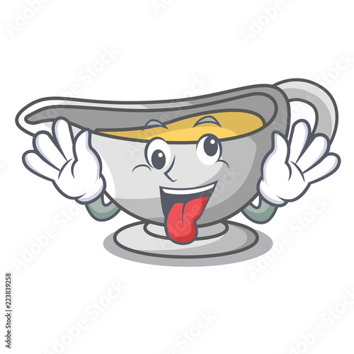 Crazy cartoon sauce boat with cream sauce